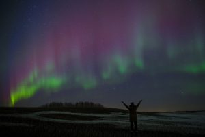 girl admires aurora