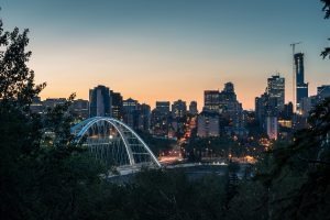 Walterdale Bridge Cityscape at Sunset