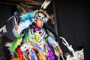 A dancer at the Poundmakers Powwow.