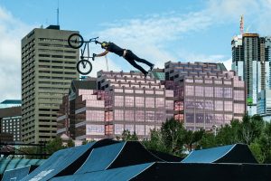 Edmonton Fise Cyclist Stunt In The Air cropped