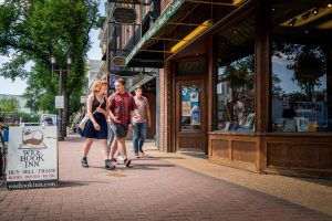 A group of friends explore Whyte Ave.