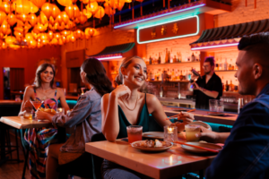 Couple eating at a restaurant