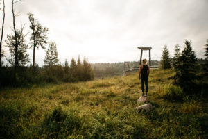 A woman admires view of the North Saskatchewan River Valley.