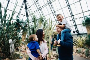 A family explores the Muttart Conservatory.