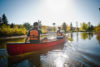 A couple canoes along the North Saskatchewan River.